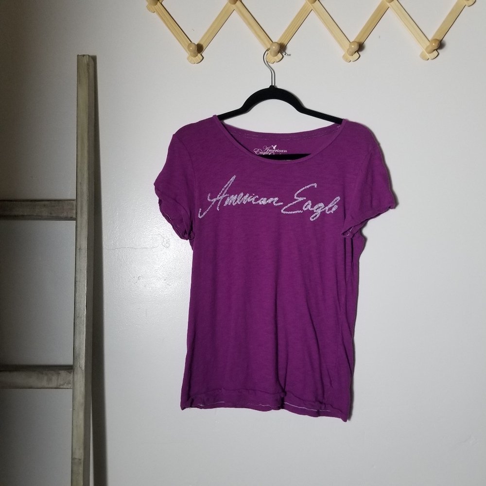 AMERICAN EAGLE VINTAGE SHORT SLEEVE PURPLE SHIRT SIZE LARGE